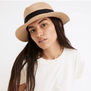 Madewell Packable Braided Straw Sun Hat with Portable Black Elastic Band